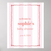 Brunch & Bubbly Red en Pink Wavy Welkom Teken Poster (Voorkant)