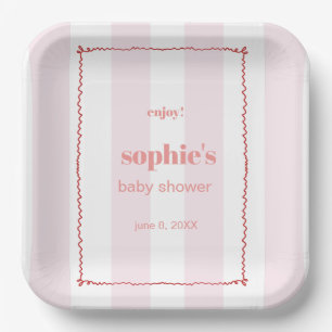 Brunch & Bubbly Red en Roze Retro Wavy Papieren Bordje