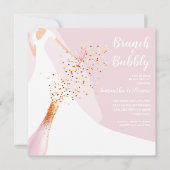 Brunch Bubbly Robe rose douche nuptiale Invitation (Devant)