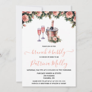 Brunch & Bubbly, Roze & Groene Rozen, Vrijgezellen Kaart