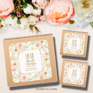 Brunch & Bubbly Tuin Bloemachtige Bruidsuitnodigin Vierkante Sticker