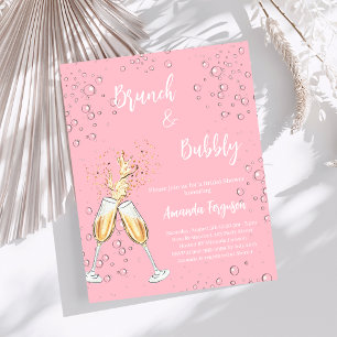Brunch Bubbly Vrijgezellenfeest blush roze uitnodi