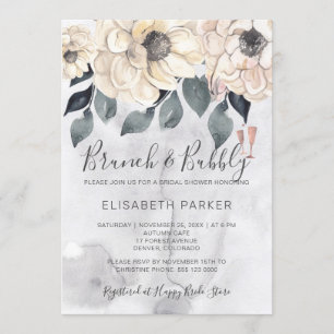 Brunch & bubbly waterverf floral vrijgezellenfeest kaart