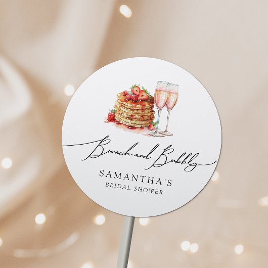 Brunch & Bubbyl Elegante Pannenkoek Roze Bruidsdou Ronde Sticker