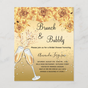 Brunch Bubely Vrijgezellenfeest Gold-begrotingsuit Flyer
