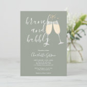 Brunch Bulles Script Invitation de Mariage Vert Sa (Debout devant)