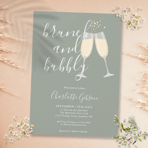 Brunch Bulles Script Invitation de Mariage Vert Sa