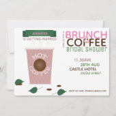 BRUNCH CAFÉ nuptiale douche Invitation Rose vert (Devant)