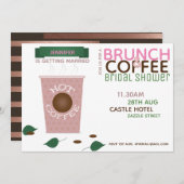 BRUNCH CAFÉ nuptiale douche Invitation Rose vert (Devant / Derrière)