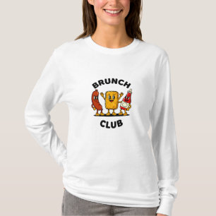 Brunch Club Retro Cartoon Voedsel Pret Design T-shirt