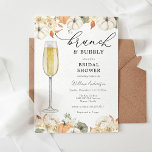 Brunch d'automne et invitation à la douche nuptial<br><div class="desc">Ce Brunch avec l'invitation de la mariée douche nuptiale est parfait pour célébrer la mariée à être ou une mariée qui a déjà fui. Customisez avec vos informations pour la mariée. Doté d'une flûte de champagne aquarelle et d'une bordure de feuillage et de verdure d'automne, idéal pour fêter autour de...</div>