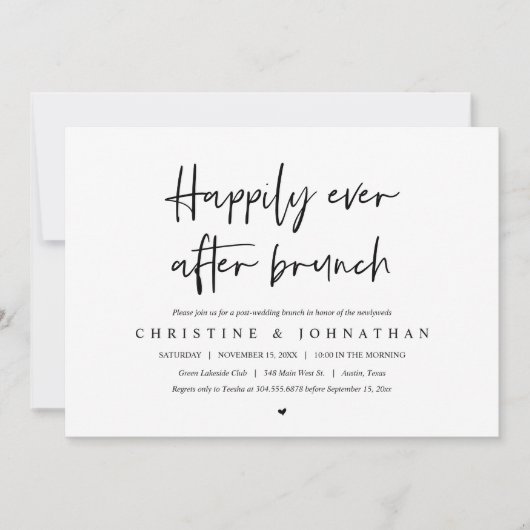 Brunch de déjeuner après le mariage, invitation (Devant)