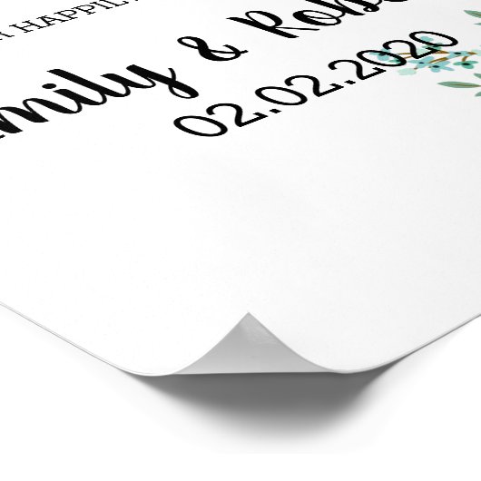 Brunch de feuille d'aquarelle Poster Mariage de fe (Coin)