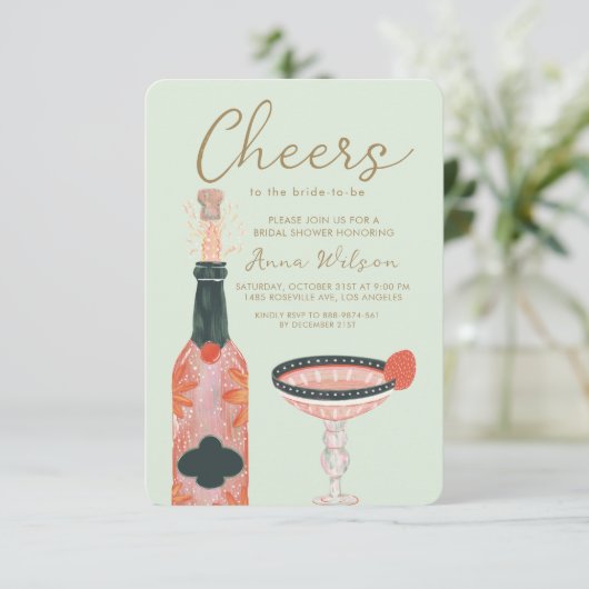 Brunch de mariée Campagne Blush Invitation (Debout devant)