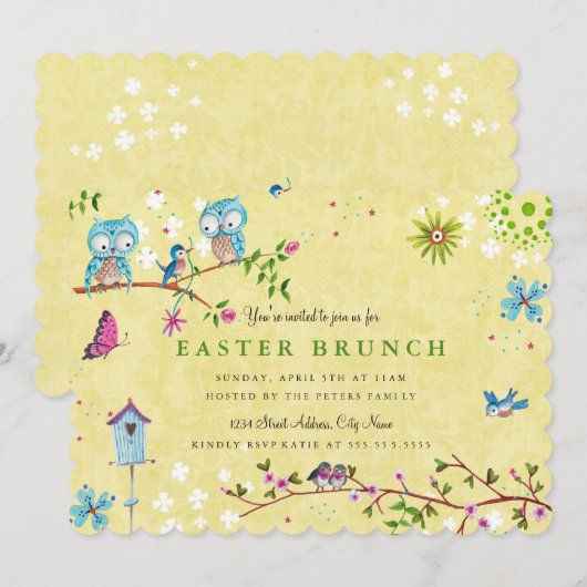 Brunch de Pâques | Carte Invitations (Devant / Derrière)