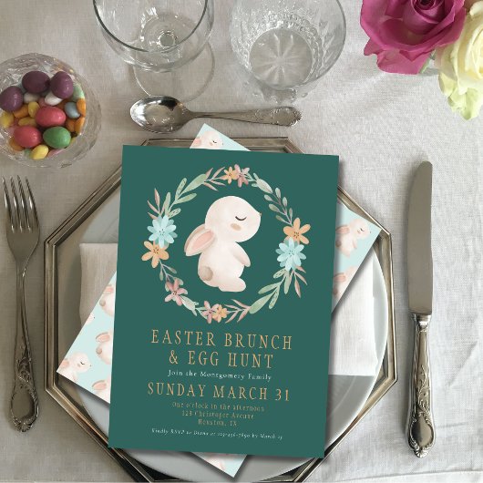 Brunch de Pâques Chasse aux oeufs Invitation