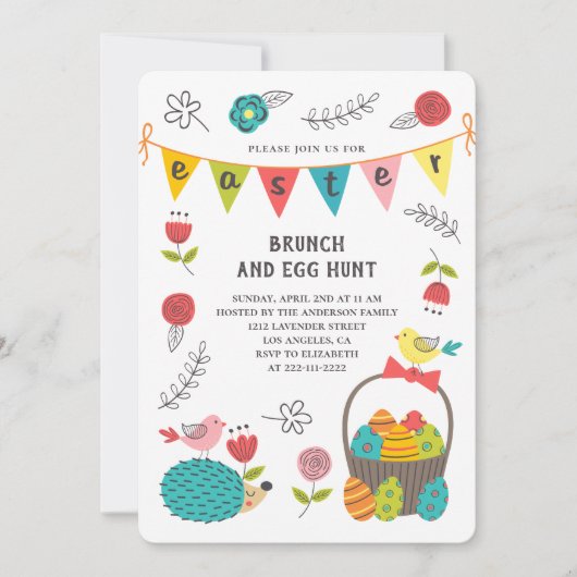 Brunch de Pâques. Chasse aux oeufs. Invitation au (Devant)
