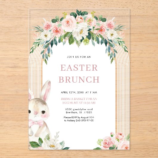 Brunch de Pâques Invitation Acrylique (Recto)