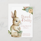 Brunch de Pâques & Invitation Bubbly Pastel Rabbit (Devant / Derrière)