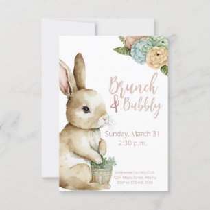 Brunch de Pâques & Invitation Bubbly Pastel Rabbit