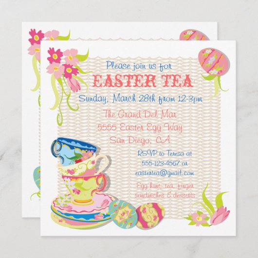 Brunch de thé de Pâques victorien Invitations (Devant / Derrière)