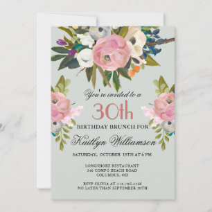 Brunch Elegante Handgeschilderde Bloemen 30e Verja Kaart