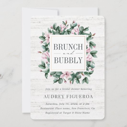 Brunch en bijbelbaar Vrijgezellenfeest met eucalyp Kaart (Voorkant)