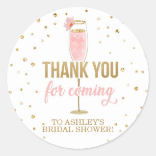 Brunch en Bruisend Bedankt Roze Bruidsdiner Ronde Sticker