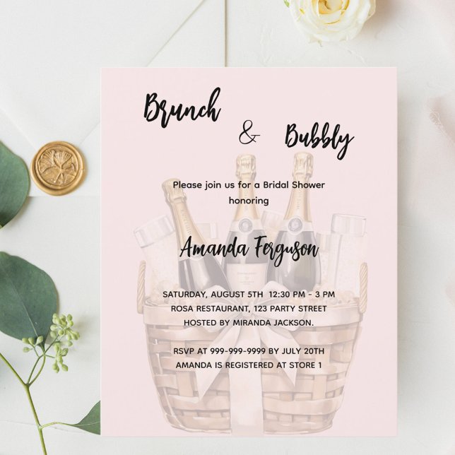 Brunch en bruisende roze Bridal Douche uitnodiging (Creator heeft geüpload)