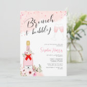 Brunch en bubbels Roze Bruidsdiner Kaart (Staand voorkant)
