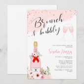 Brunch en bubbels Roze Bruidsdiner Kaart (Voorkant / Achterkant)