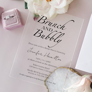 Brunch en bubbels Zwart & Wit Bruidsuitnodiging Acryl Uitnodigingen