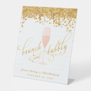 Brunch en Bubble Bachelorette Verloving Brunch Reclamebord Met Voetstuk