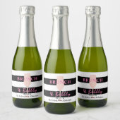 Brunch en Bubble Black en white Stripe | Roze Sparkling Wijnetiket (Flessen)