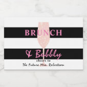 Brunch en Bubble Black en white Stripe | Roze Sparkling Wijnetiket (Enkel label)