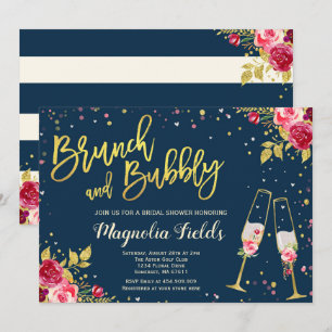 Brunch en Bubble Bridal Shower Invitation Floral Kaart