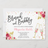 Brunch en Bubble Bridal Shower Invitation Floral Kaart (Voorkant)