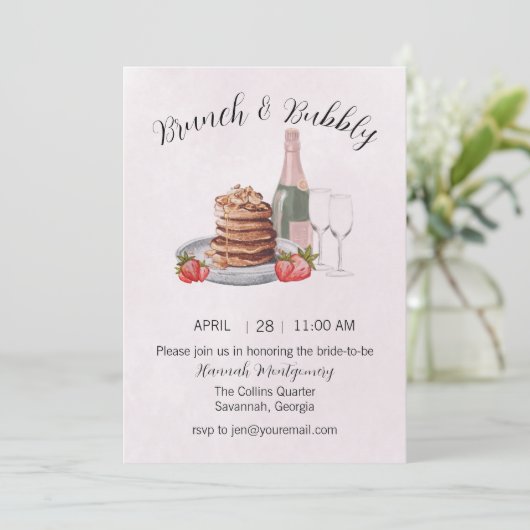 Brunch en Bubble Bridal Shower Invitation Kaart (Staand voorkant)
