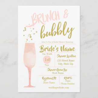 Brunch en Bubble Bridal Shower Invitation Kaart