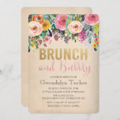 Brunch en Bubble Bridal Shower Invitation Kaart (Voorkant / Achterkant)