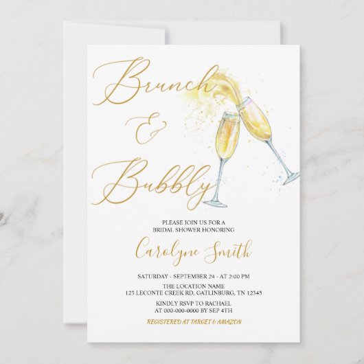 Brunch en Bubble Bridal Shower Invitation Kaart (Voorkant)