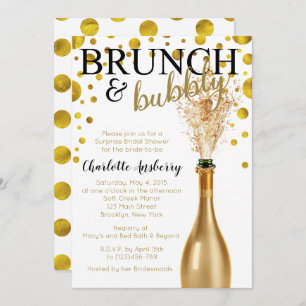 Brunch en Bubble Bridal Shower Invitation Kaart