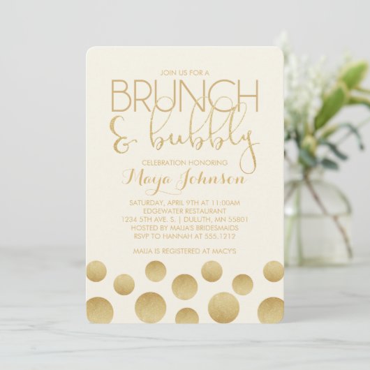 Brunch en Bubble Bridal Shower Invitation Kaart (Staand voorkant)