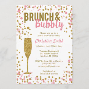Brunch en Bubble Bridal Shower Invitation Kaart