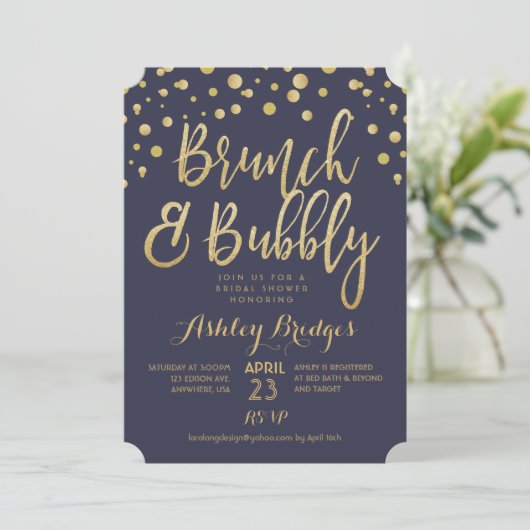 Brunch en Bubble Bridal Shower Invitation Kaart (Staand voorkant)