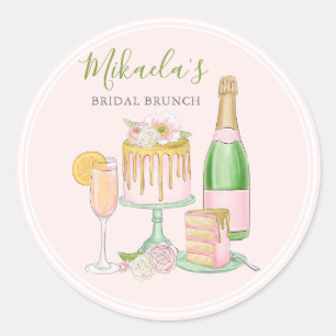 Brunch en Bubble Champagne en Drip Cake II Ronde Sticker