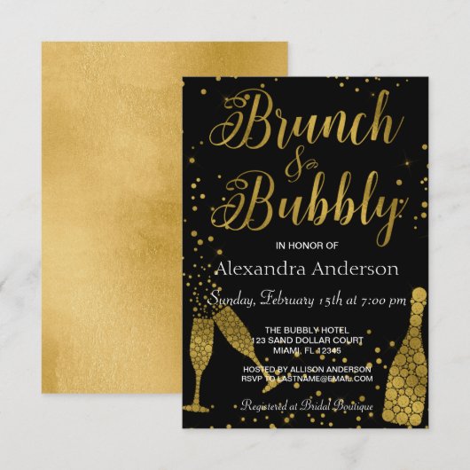 Brunch en bubble Champagne glazen Kaart (Voorkant / Achterkant)