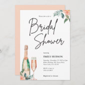 Brunch en Bubble Elegante Bridal Shower Uitnodigin Kaart (Voorkant / Achterkant)