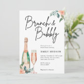 Brunch en Bubble Elegante Bridal Shower Uitnodigin Kaart (Staand voorkant)