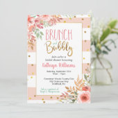 Brunch en Bubble Floral Bridal Shower Kaart (Staand voorkant)